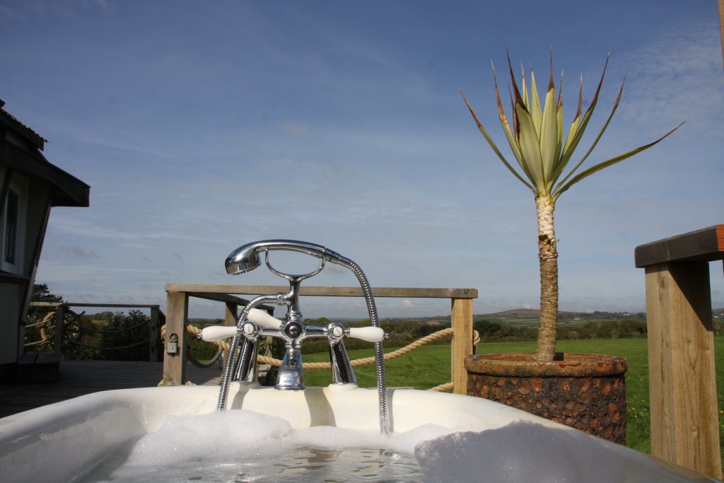 Luxuriating in the outside bath